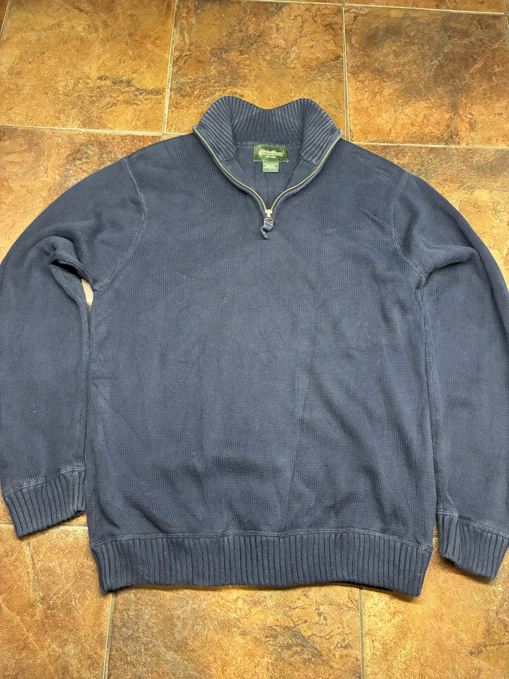 Eddie Bauer Navy Half-Zip Sweater with Ribbed Collar